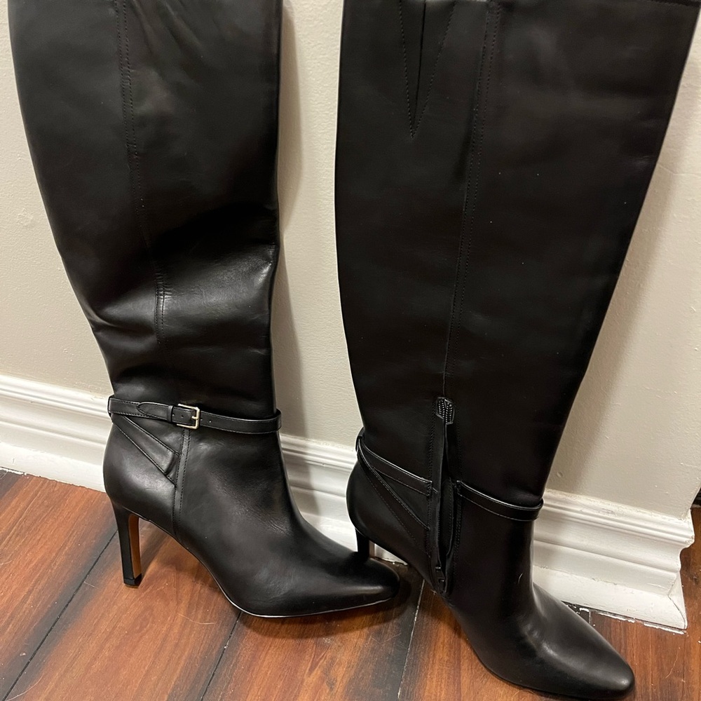 Banana Republic Sleek Black Leather Over the Knee Boots
